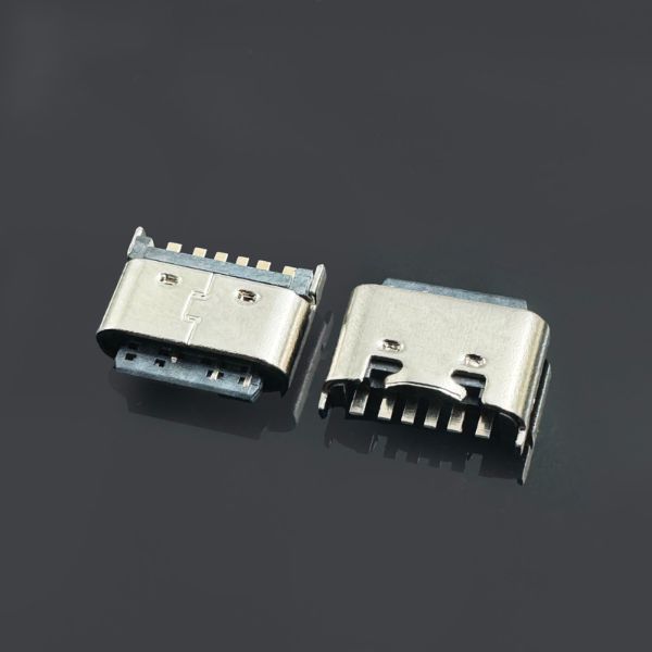 TYPE C母座6PIN 立插 L=5.0 短体 无弹 黄铜 LCP