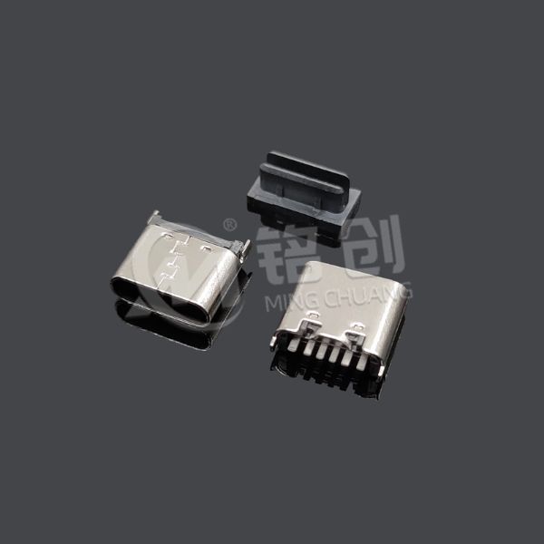 TYPE C母座6PIN 立插 L=7.4 一模 无弹 304 黄铜 LCP