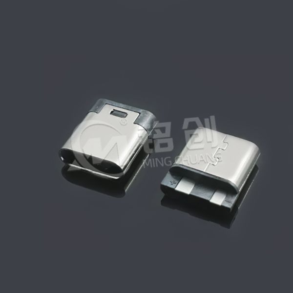 TYPE C母座2PIN 焊线式L=10.0 一模 无弹 黄铜 LCP