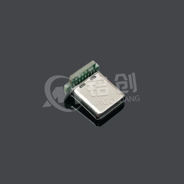 TYPE C公头16PIN 拉伸立贴9.5 带板三个焊盘