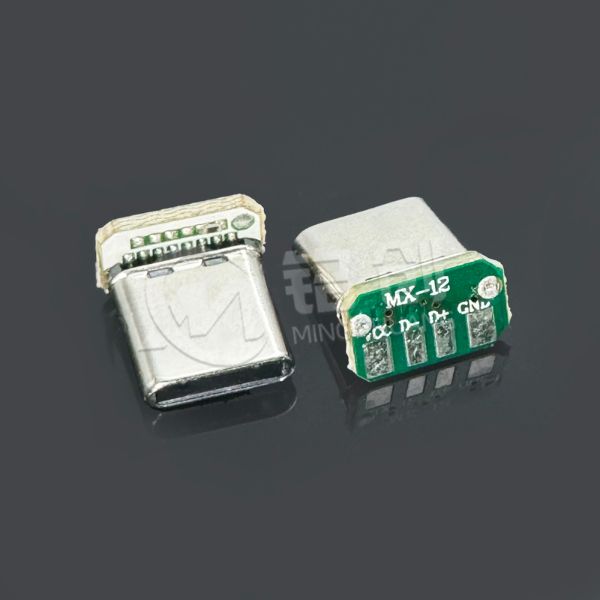 TYPE C公头16PIN 拉伸立贴9.5 带板四个焊盘