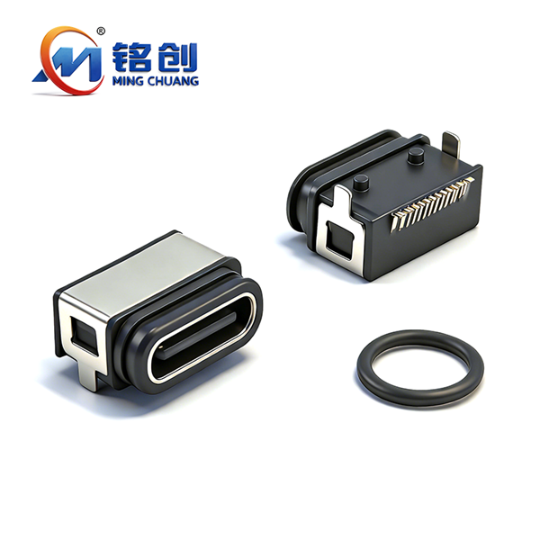 B09W1611A 防水TYPE C母座16PIN 板上两脚插板SMT L=7.35 全塑